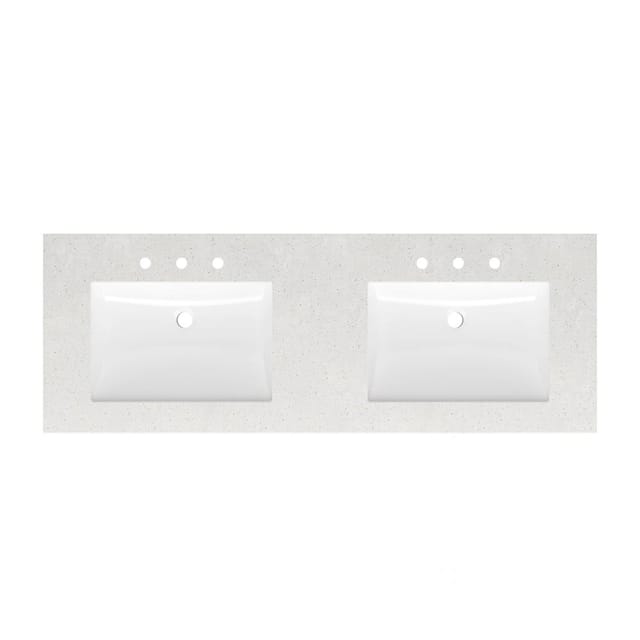 61" Winter Sky Cultured Marble Double Sink Widespread Top Faucet Mount Bathroom Vanity – New